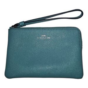 Coach Teal Leather Wristlet Wallet clutch